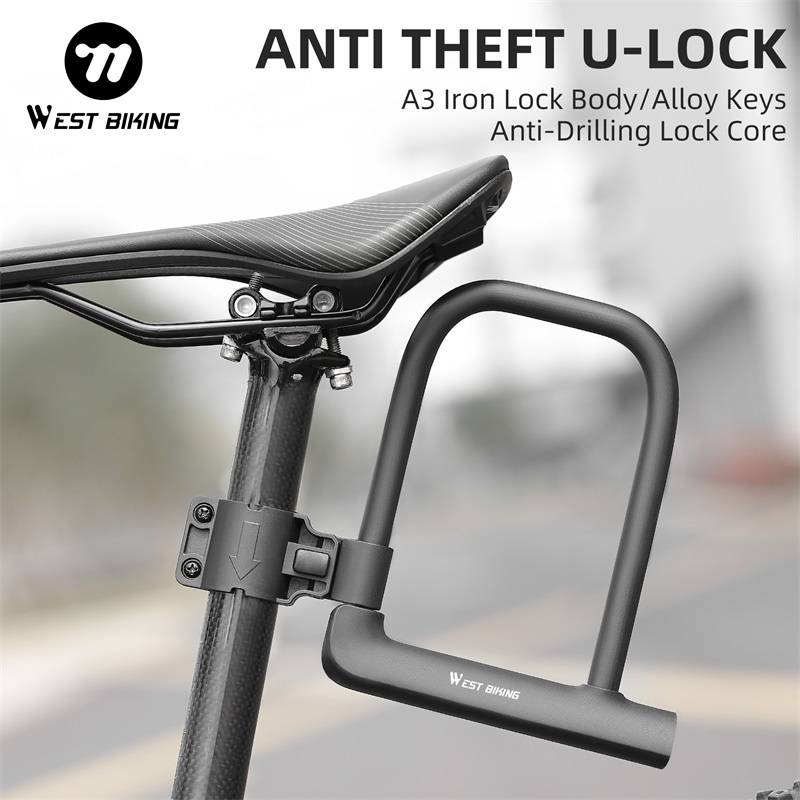 WEST BIKING Bike Lock U Shape Portable Anti Theft Highsecurity Bicycle Locks For Electric Scooter Motorbike Cycling Accessories