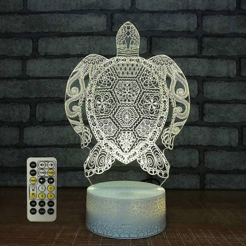 3D nattlampa leksakslampa med optisk illusion, fjärrkontroll, dimbar, batteri- eller USB-driven, 7 färgbyte