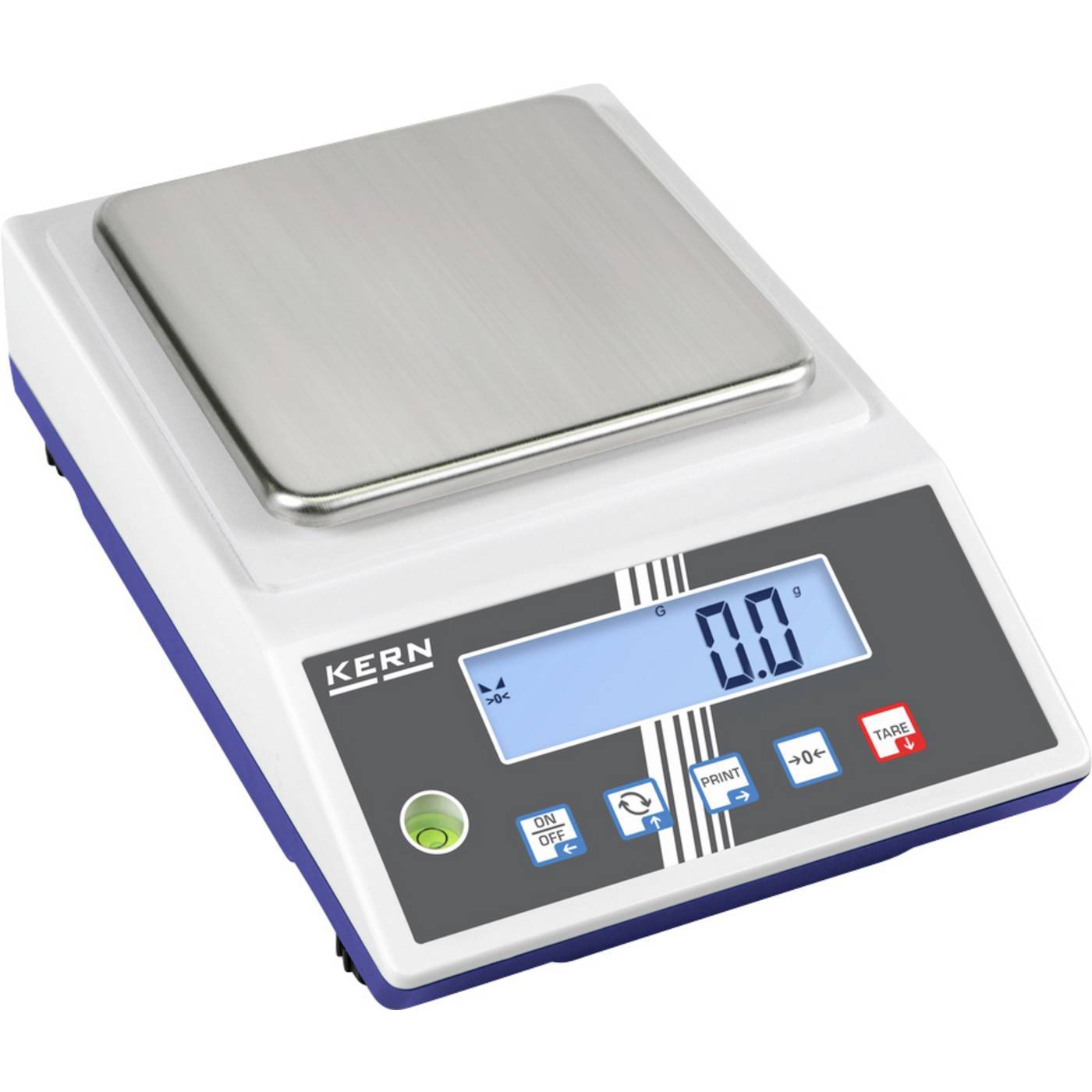 Kern PCB 2000-1+C Precisionsvåg Kalibrerad (DAkkS) Vägningsområde 2 kg Läsbarhet 0.1 g via nätadapter, batteri Gråvit, Mörkblå