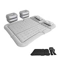Bil SUV Luftmadrass, Uppblåsbar Madrass Bärbar Rörlig Tjockare Luftbädd med Luftpump och Två Kuddar för Resor Camping Utomhusaktiviteter 174 X 126 Cm(grå)
