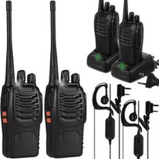 2- sæt Walkie Talkie 6 km rækkevidde 16 kanaler med hovedtelefoner