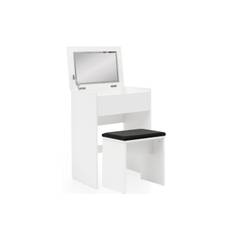 Wohnling Sminkbord Förvaringsutrymme för Osmetic White med spegelpall klassiskt modern - & toalettbord Vit