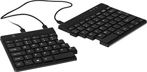 R-Go Split Keyboard Tvådelat, Ergonomisk design med delad knappsats och integrerad pausindikator, QWERTZ (tysk) layout, USB-C/A trådbundet, Svart, Version 2