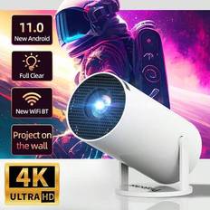 Ny 5G smart projektor, 1080P Full HD hemmabioprojektor, 180° rotation, ingen skärm behövs, för sovrum, dator, telefon, utomhus, camping, vardagsrum, s - Svart och Vitt