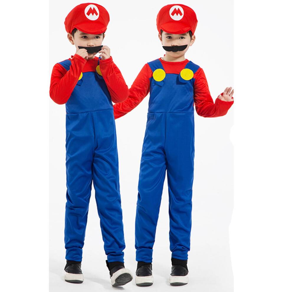 (kidred, XL/130-140CM) Super Brothers Costume Family Matching Adult & Kids Cosplay Costume Mario Brothers Halloween Cosplay Costume