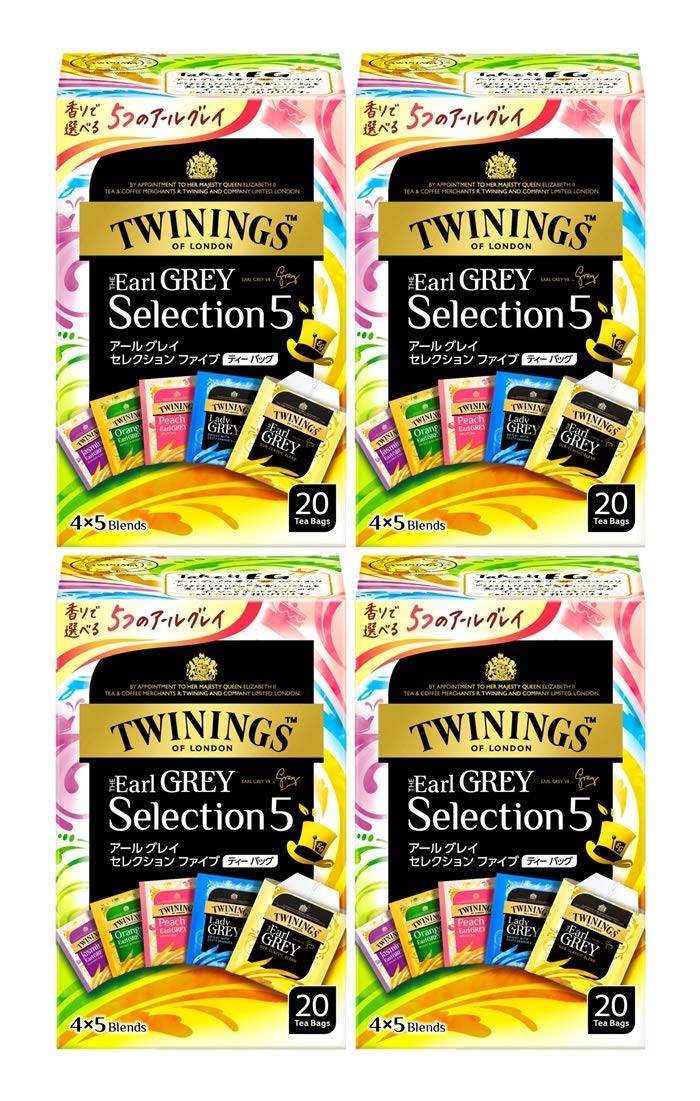Twinings Earl Grey Urval Fem Te påsar (20 tepåsar x 4 lådor)