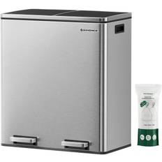 Pedalspand Dobbelt skraldespand 2 x 30 liter i rustfrit stål Sorteringsbeholder 60 liter