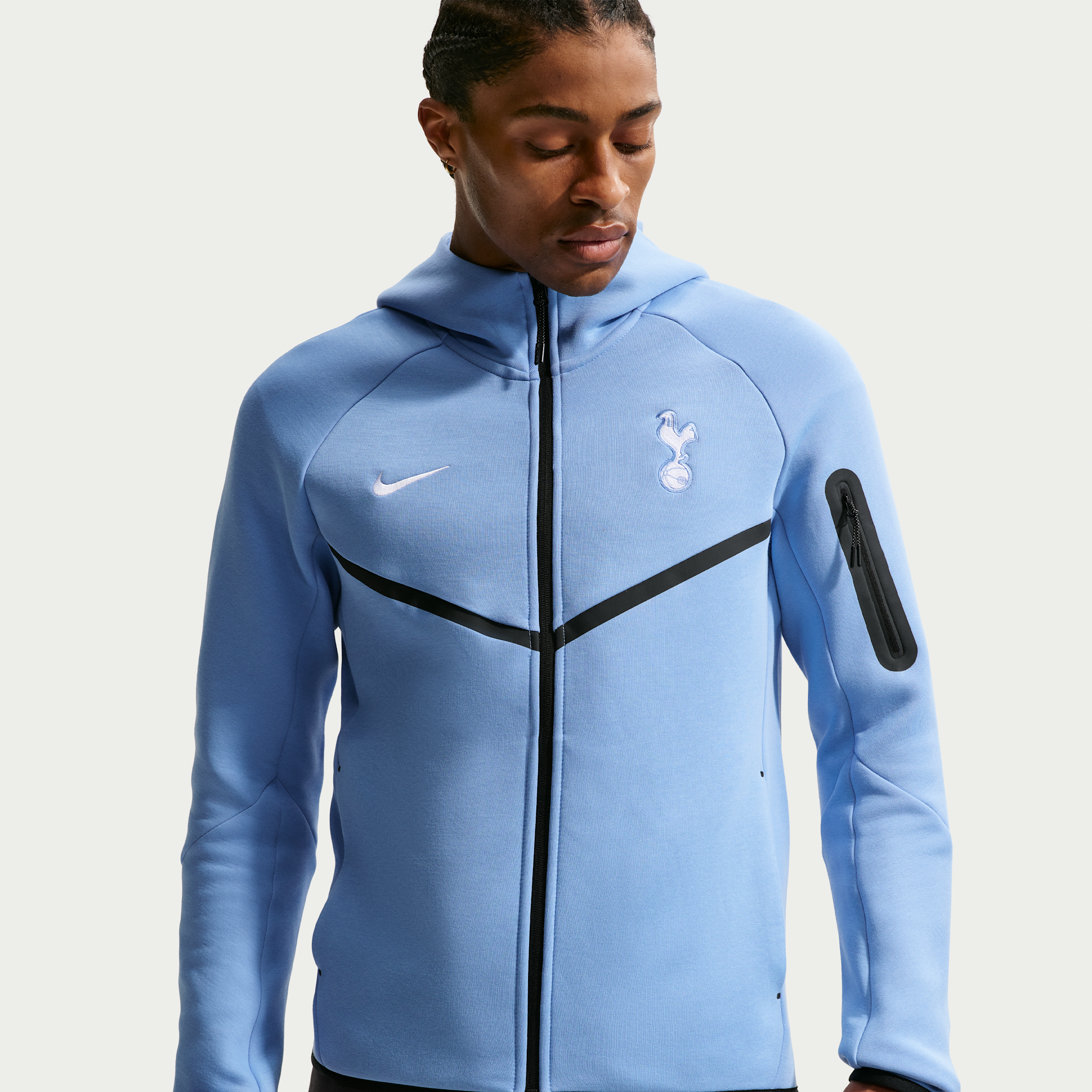 Tottenham Hotspur Tech Fleece Nike Windrunner-hættetrøje med fuld lynlås til mænd - blå