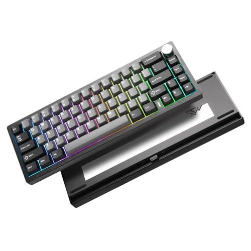 YUNZII AL68 Wireless Mechanical Keyboard,Full Aluminum CNC,60% Layout with Knob, QMK/VIA Software,Gasket Mounted,Hot Swappable,RGB Backlit,BT/2.4G/USB-C for Mac/Win (Black, Milk v2 Switch)