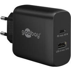 Goobay Dubbel snabbladdare, USB-C, USB-A, PD, GaN, 45W - Svart