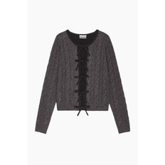 Cashmere Mix Tie String Cardigan K2413 - Phantom - GANNI - Grå XS