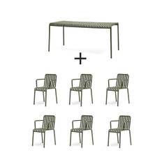 Hay - Palissade sæt - Bord + 6 armstole - Olive