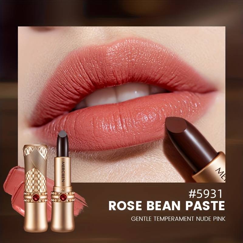 TEMU Mercilen 5-color Long-lasting And Color-stabilizing Lipstick, Hydrating Lip Balm, , Waterproof, Non-tacky, And Free Of Residue, Ideal For Tones, Wear, , And Party Makeup Styles