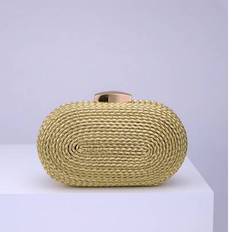 Oval formad Rope Craft elegant kvällsfestkuvertväska för kvinnor - Guld