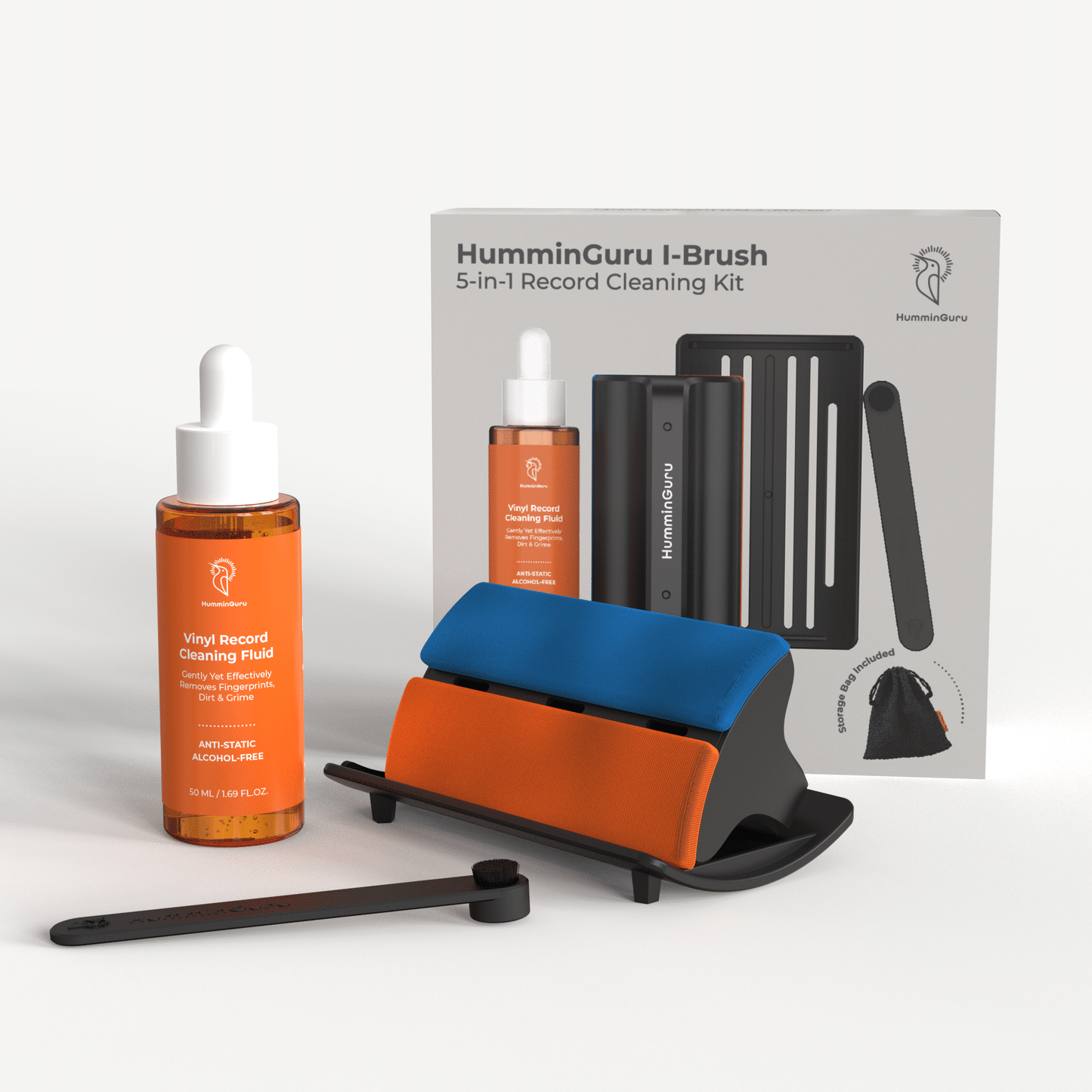 HumminGuru I-Brush 5-in-1 Vinyl Record Cleaning Kit - I brush 5 in 1 vinyl record cleaning kit