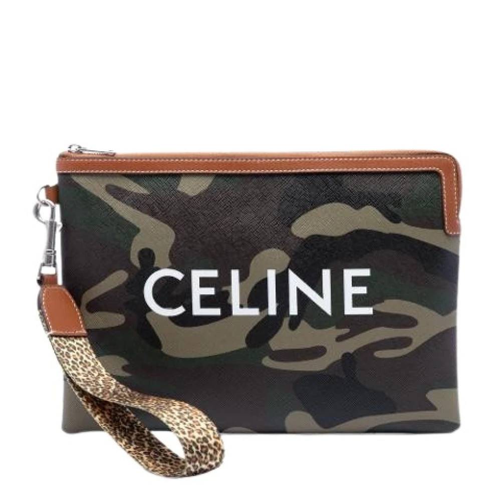 Celine Vintage Pre-owned Canvas Clutch - Vintage - Dame - Grøn - ONE SIZE - Læder