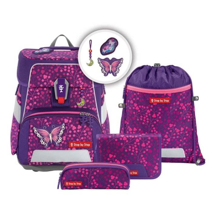 Step by StepSpace Shine Schulranzen Set butterfly night