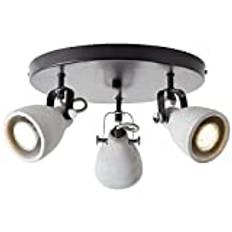 BRILLIANT lampa, Thanos rund strålkastare 3-lågor svart matt/cementgrå, metall/cement, 3x PAR51, GU10, 20W, reflektorlampor (ingår ej), A ++