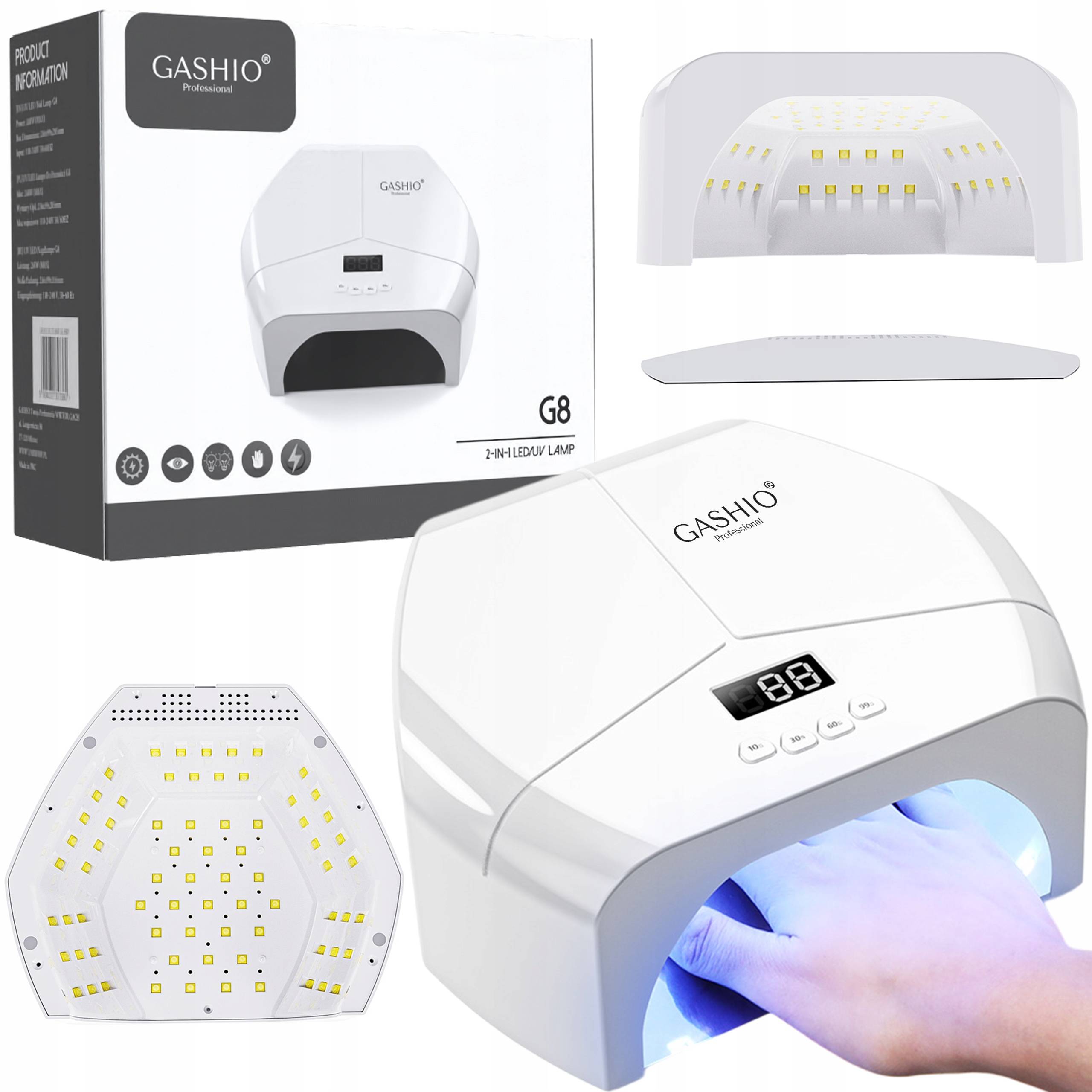 TEMU Uv Led Nail Lamp For Hybrid Gels 268w Powerful Dual Led Mirror Bottom Professional Nail Lamp / Cures All Gels / Blue Light / Removable Mirror Bottom / 4 Curing Times / 10,30,60,99s / Dual Led