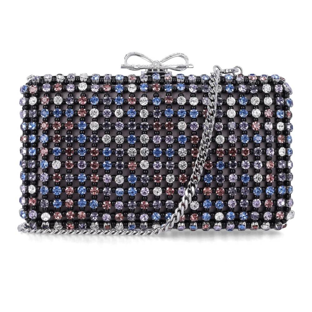 Self Portrait Multi Crystal Chainmail Clutch - Tasker - Dame - Flerfarvet - ONE SIZE - Uld