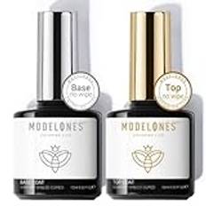 Modelones Topp och Baslack 10ml x 2 Gellack UV LED Nagellack, Gel Nail Polish Underlack & Överlack Set för Nagelkonst Nagel Kit