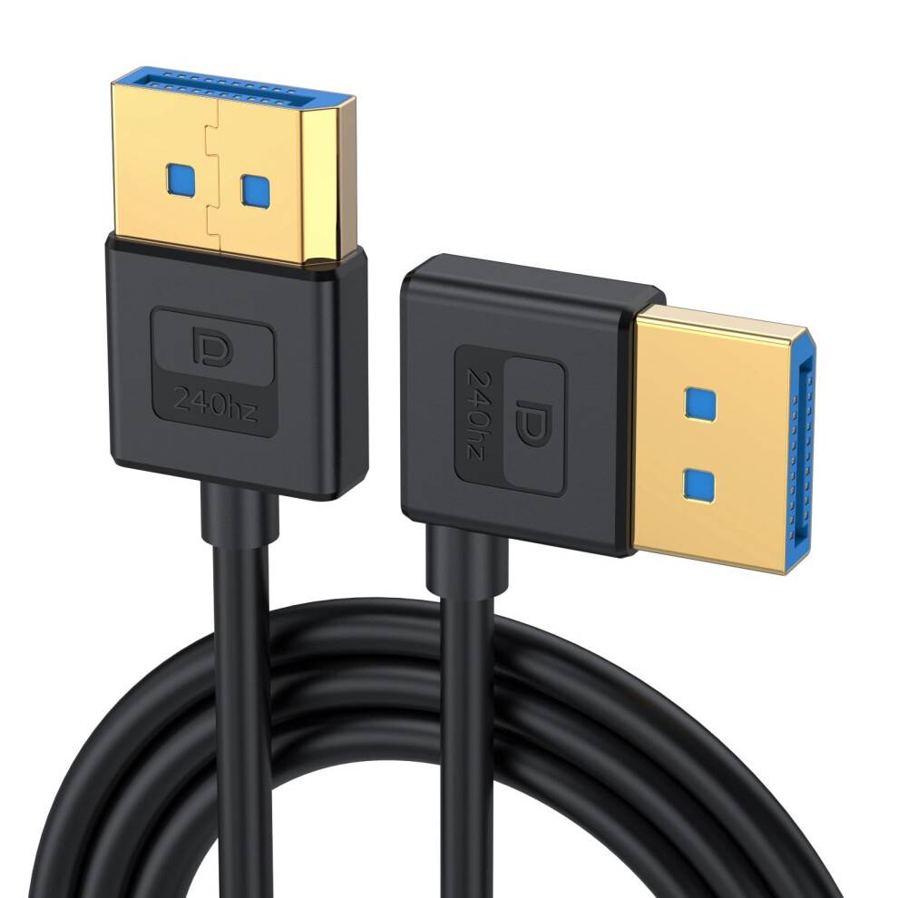 Silikone DisplayPort1.4-kabel, 90 vinklet, 30–100 cm