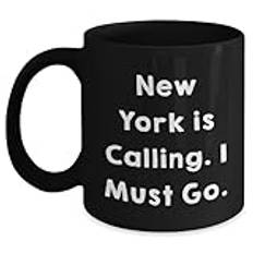 New York Calling Gifts - Exklusiv 'I Must Go Black' kaffemugg för New Yorkers, perfekta minnesvärda julpresenter från vänner till familj