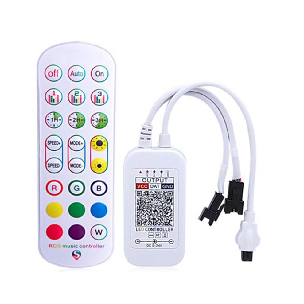 WS2812B Controller for Addressable LED Strip Light 5050 RGB LED Tape 24Key Remote Music Controller