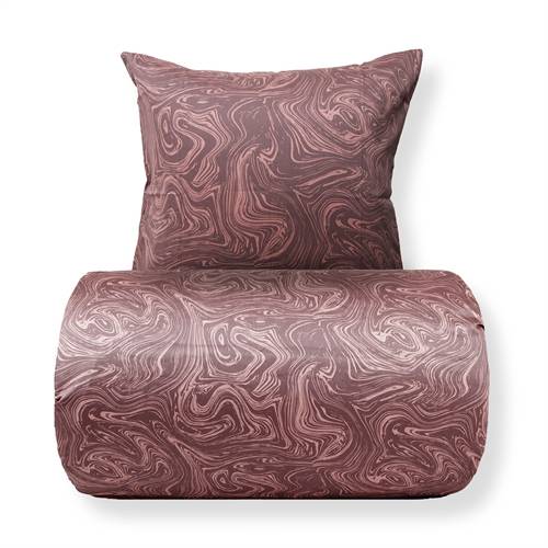 Sengetøj - Bomuldssatin - Mørk rosa marble print