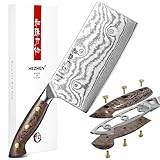HEZHEN Köttyxor 18 cm, professionell kinesisk kockkniv, Damaskus stål kökskniv, grönsaker och köttskärkniv, ergonomisk Micarta-handtag