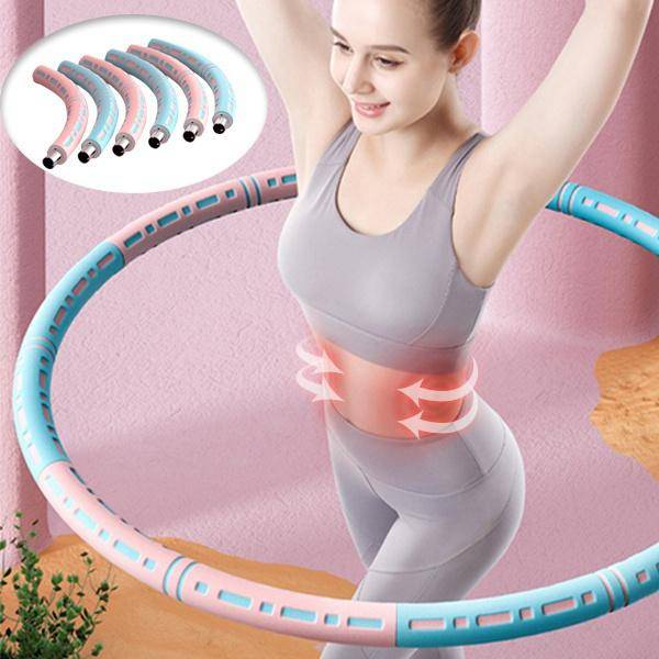 6-sektioners viktad gym Hula Hoop Sports Fitness Ring Mjuk och justerbar professionell bärbar sportträningsring för vuxna blå