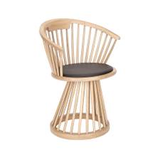 Tom Dixon - Fan Dining Chair, Naturell - Spisebordsstole - Træ farvet - Læder/Træ