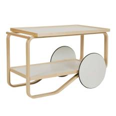 Artek - Serveringsvagn 901 - Vita laminathyllor - Serveringsvogne - Alvar Aalto - Hvid - Naturmateriale/Træ