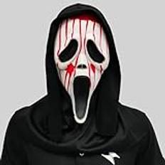 MplehDa Halloween spökansikte mask spöke scream mask skräckfilm mask skrikande mask party mask latex vuxen spöke ansikte mask läskig halloween cosplay rekvisita för fest, karneval, halloween