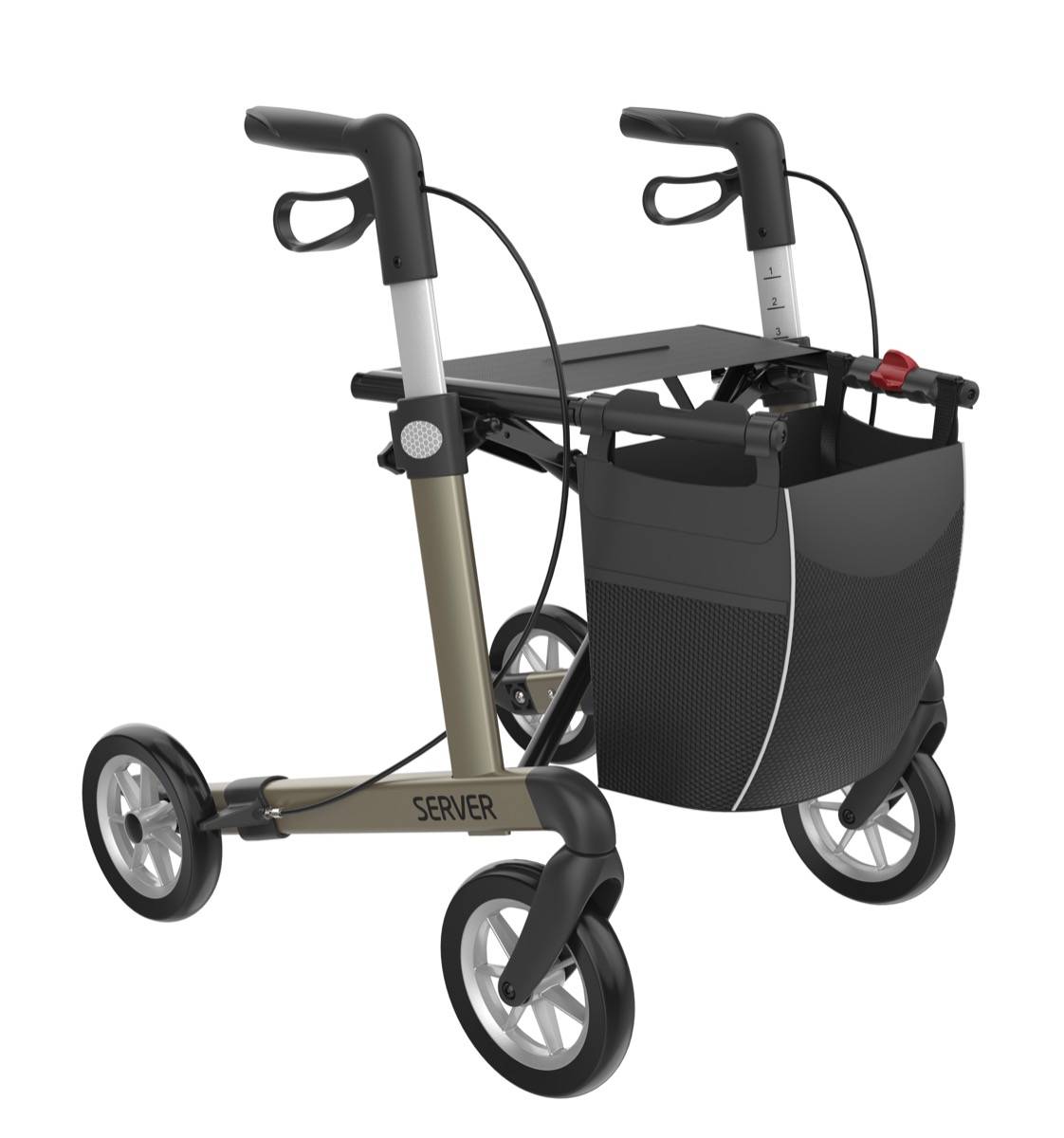 Lav Rollator Server Champagne Soft hjul