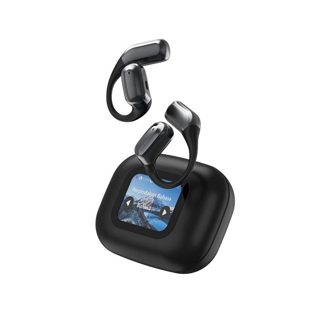 Headphones AI Translation Earbuds Real Intelligent Multifunction Touch Screen Earphones Wireless Black