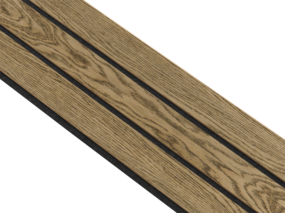 I-Wood Basic 3-lamel paneler i mørkebrun oliering - mål 16 x 300 x 2400 mm.