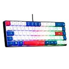 The G-Lab Keyz Hydrogen, 60% gamer-tangentbord, azerty-trådbundet halvmekaniskt tangentbord, flerfärgad bakgrundsbelysning - tyst minispelartangentbord, kompakt TKL-format - PC/PS5-2023 (blå/vit/röd)