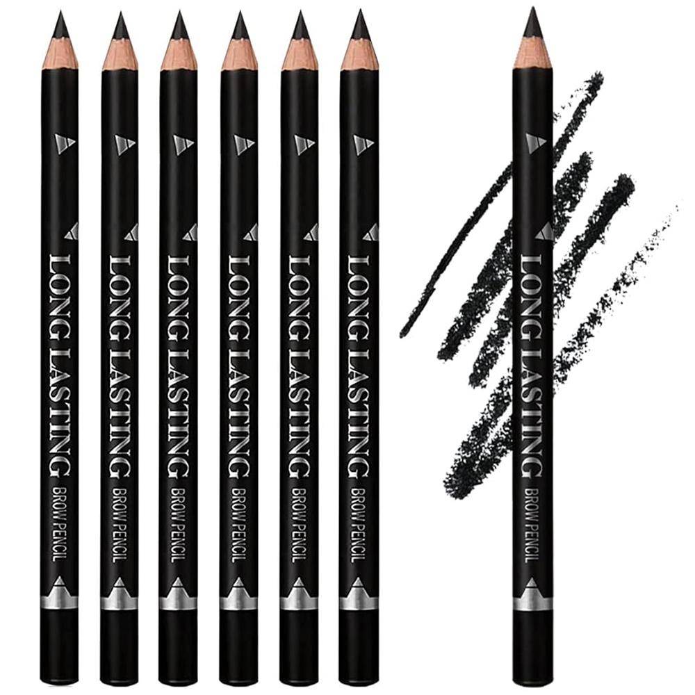 6 st Ögonbrynspenna Lätt Färg Naturlig Svart Brun Vattentät Professionell Dam Ögonmakeup Penna Skönhetskosmetika Ögonbrynverktyg