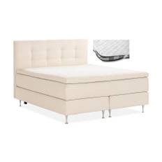 Sängpaket Kakichi Boucle 160x200 Knappad gavel + Madrasskydd - Ljusbeige Kontinentalsäng Beige