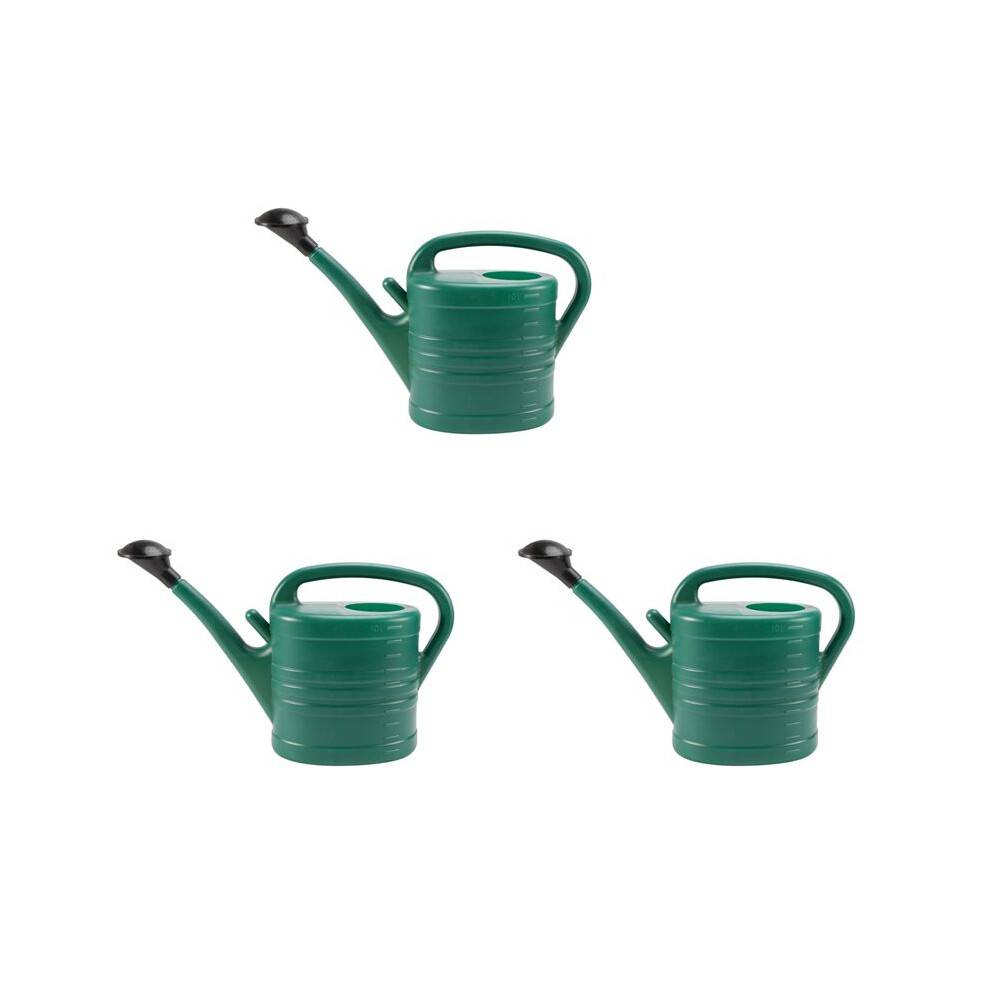 3X Vattenkanna med Grön 10 Liter 2 Gallons Trädgårdsblomma Vattenflaska Vattenkokare med Handtag Lång Mun