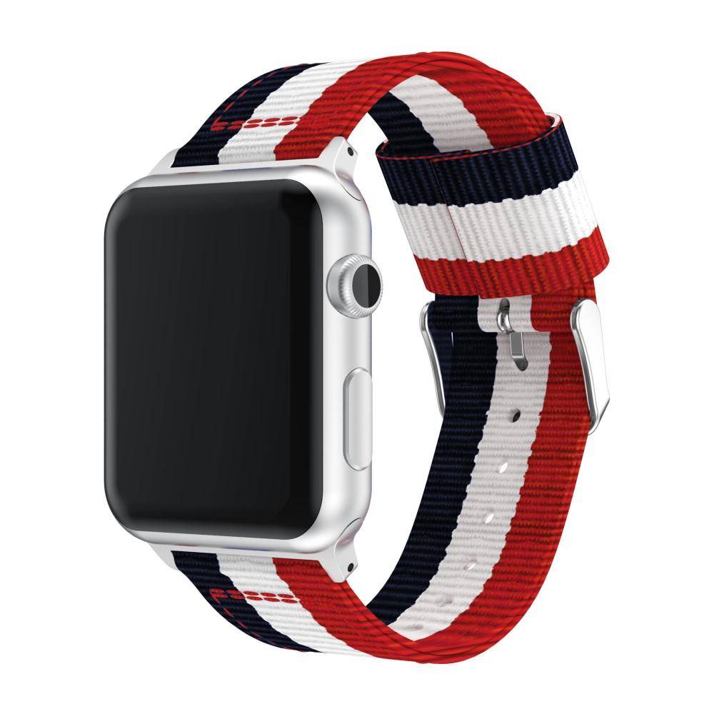 Nylonarmband Apple Watch SE 44mm blå/vit/röd