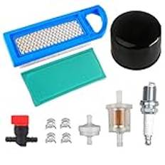 Carkio 794422 795115 luftfilter oljefilter bränslefilter tändstift avstängningsventil för Briggs & Stratton 698083 697153 697014 797008 Intek 15.5 och 17-17.5HP traktormotor John Deere Toro gräsklippare