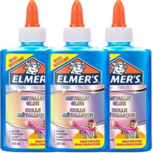 Elmer's Metallic-PVA-lim | idealisk för tillverkning av slipning | tvättbar | blå | 147 ml | 3 stycken
