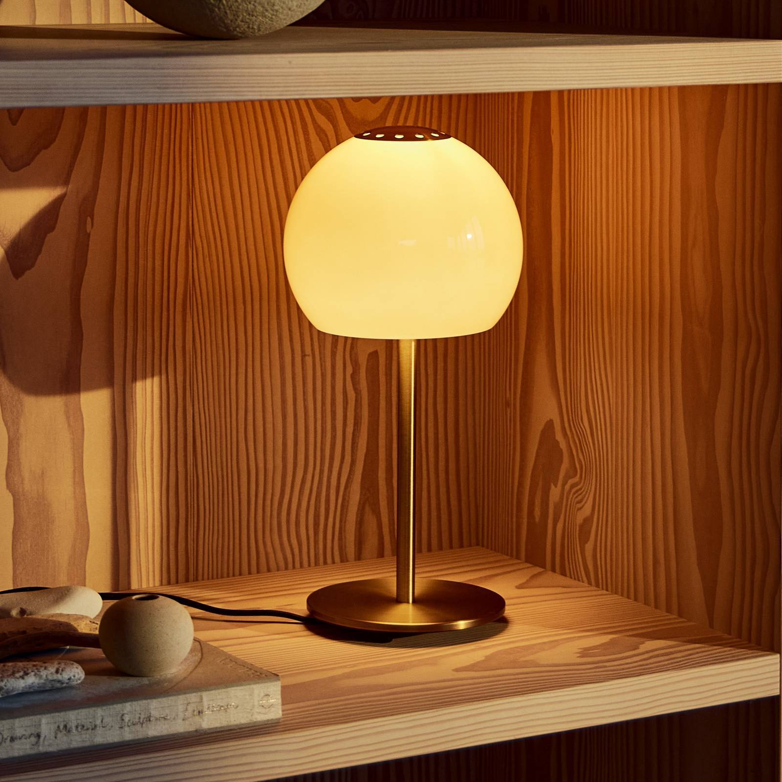 FRANDSEN Bordslampa Ball Glass, Creme / bärnsten, Vardagsrum / matsal, Glas, Design, Bordslampa