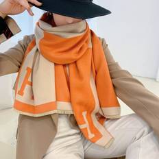 Cashmere-lignende tørklæde, varmt tørklæde til kvinder med farveblokke, medi