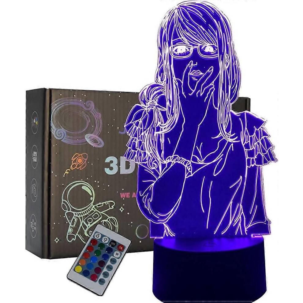 Ken Kaneki 3D LED-lampa, Anime Night Light, 16 färger anpassning, julklappar för barn (Kamishir