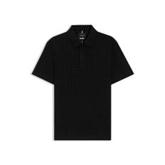 Porsche x BOSS polo shirt in houndstooth-jacquard mercerised cotton