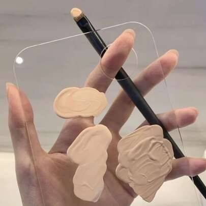 2 st/1 st transparent akryl sminkpalett, sminkborste, nagelkonstblandningspalett, lämplig för foundation, ögonskugga, mascara, läppstift och nagelkons - Genomskinlig