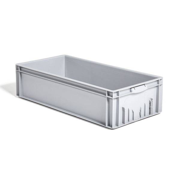 Eurokasse, 50 l, LxBxH 800x400x200mm, PEHD, grå, fødevaregodkendt, ved